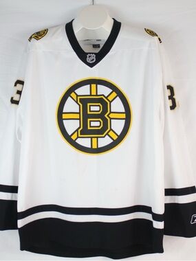 Reebok White and Black NHL Boston Bruins Long Sleeve Jersey Womens Size L